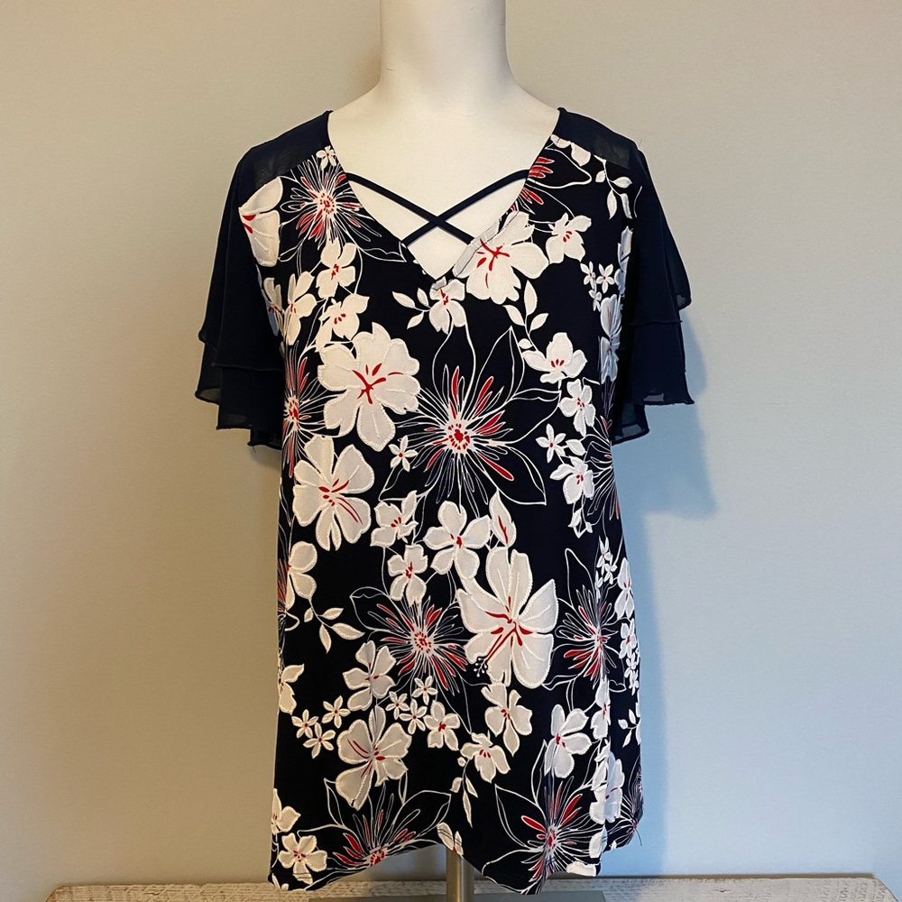 Womens Size Small Flower Print Blouse